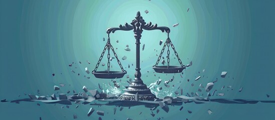 Digital 3D of a pair of weighing scales a symbol of justice and fairness floating in a mysterious ethereal and futuristic environment  The scene evokes the concepts of law judicial system