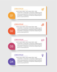 Wall Mural - Business infographic design template with 4 options, steps or processes. Can be used for workflow layout, diagram, annual report, web design