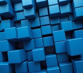 Poster - blue cube background with many cubes