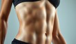 © Anton - Close up of female athlete shredded abdominal muscles. Fit and strong body core for successful running isolated with white highlights, png