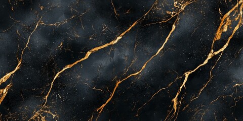 Wall Mural - Black marble with gold veins.