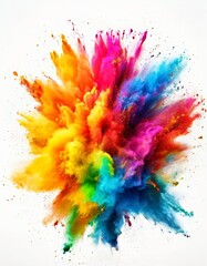 Canvas Print - colorful powder explosion on white background