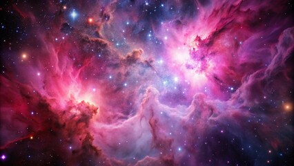 pink space nebula clouds among star pigs