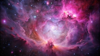 Wall Mural - pink space nebula clouds among star pigs