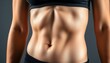 © Anton - Close up of female athlete shredded abdominal muscles. Fit and strong body core for successful running isolated with white highlights, png