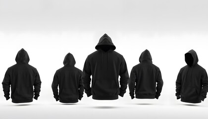 Black hoodie set mockup isolated over white background isolated with white highlights, png