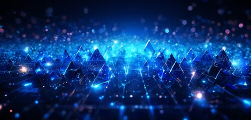 abstract futuristic background with glowing lights and triangles