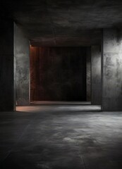 Wall Mural - dark room with concrete walls and floor