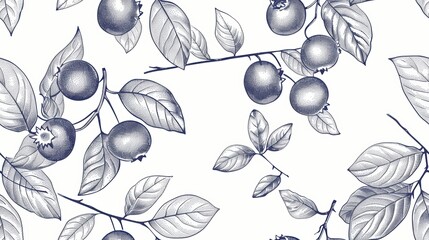 Line drawing of repetitive background of blueberry