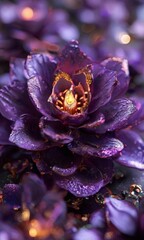 Wall Mural - purple flower with raindrops