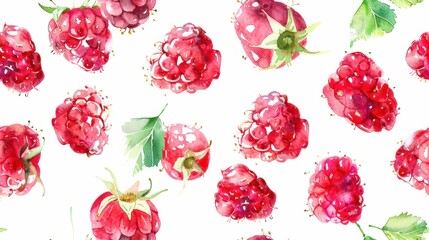 Seamless repetitive pattern background of raspberry fruit for fabric design