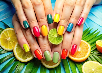 vibrant nail care routines for modern iconic style trendy nail bar services manicure techniques gel polish colors bold and bright summer vibes downtown chic effortless elegance salon branding inspirat