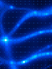 Wall Mural - Holographic grid background with glowing blue lights