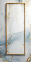 Wall Mural - gold frame on blue marble wall