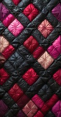 Poster - quilted blanket with pink and black design