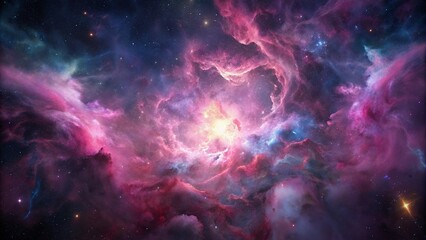 Wall Mural - pink space nebula clouds among star pigs