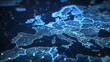 © EnricaDjango - Abstract map of Western Europe, concept of data transfer and cyber technology
