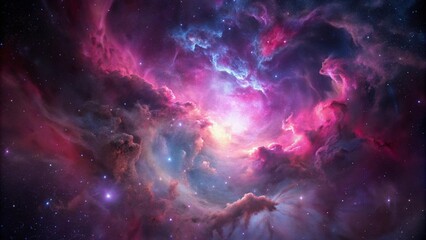 Wall Mural - pink space nebula clouds among star pigs
