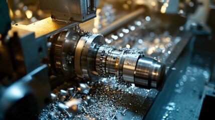 Wall Mural - Close-up of a CNC Machine in Operation