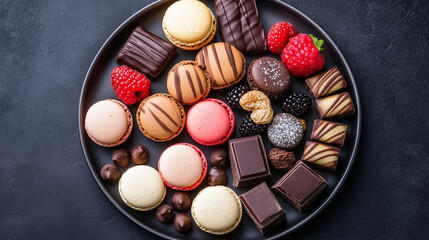 flat lay of a dessert platter