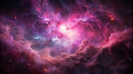 Wall Mural - pink space nebula clouds among star pigs