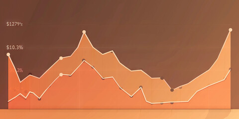 A simple line graph comparing profits before and after a marketing campaign, on a subdued, earth-toned background. 