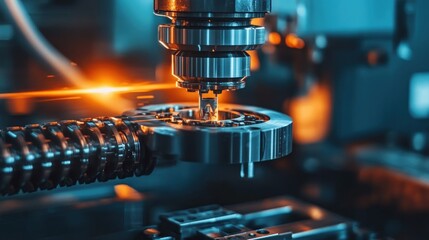 Sticker - Close-up of a CNC Machine in Operation