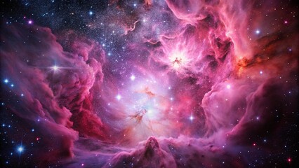 Wall Mural - pink space nebula clouds among star pigs