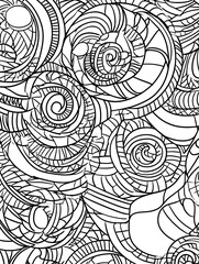 Wall Mural - Doodle surreal fantasy circles coloring page for adults. Fantastic graphic artwork. Hand drawn simple illustration