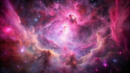 Wall Mural - pink space nebula clouds among star pigs