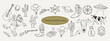 © Alena creator - Collection of wild west line art graphics. Hand drawn stickers in a cosmic cowboy style. Vintage weird clipart ink elements for logos, posters, prints, social media.