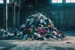 © Victor Bertrand - An abandoned warehouse with a large pile of discarded clothes, bathed in soft, diffused light.