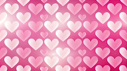 Wall Mural - vibrant pink and white heart-shaped pattern repeats across a soft, gradient background, creating a w