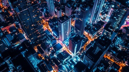 top view of city at night for background