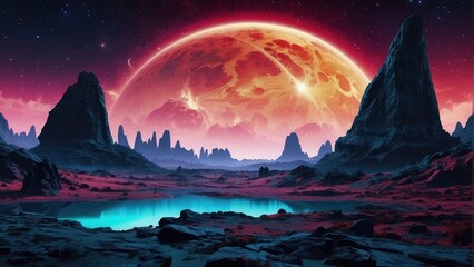 Wallpaper view of alien planet, abstraction