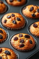 Homemade Raisin cupcake closeup view