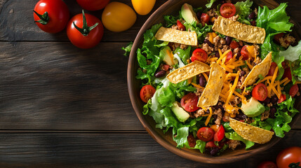 Wall Mural - flat lay of a taco salad