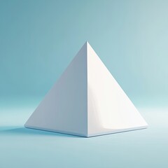 Wall Mural - A minimalistic white pyramid shape against a soft blue background, perfect for modern design and abstract art concepts.