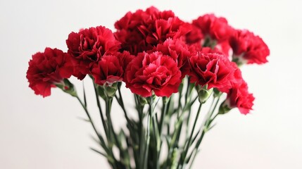 A bouquet of red carnations, representing admiration and deep love, ideal for Mother Day marketing