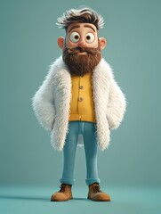 3d illustration of a cute man in winter clothing