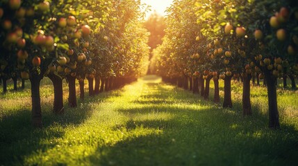 Ripe pear fruit growing on tree in orchard plantation farm