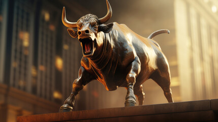 generated illustration finance bull market design. Bulls bussiness investment background.