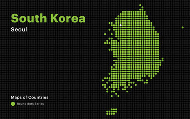 Creative Dotted Map of South Korea with capital Seoul. Round dots