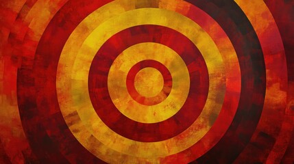 Wall Mural - Abstract concentric circles of varying sizes, in shades of red and yellow, creating a vibrant, dynamic visual effect