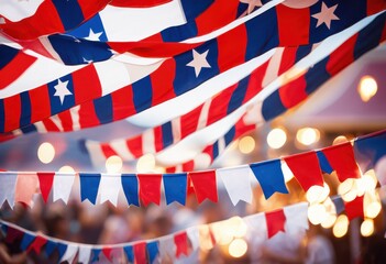 vibrant patriotic banners festive decorations showcasing national pride celebration colorful display blue elements, red, white, theme, party, event, symbol