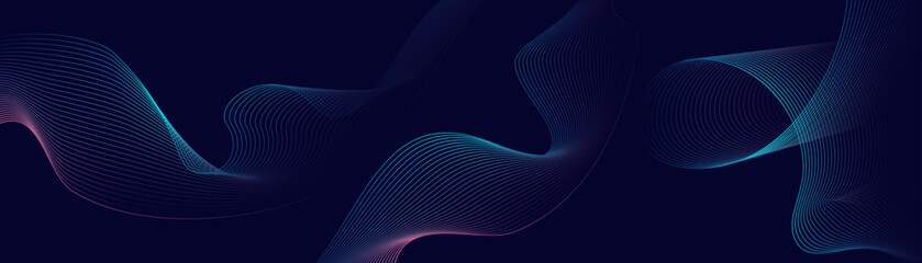 Wall Mural - shiny blue lines glowing geometric lines on dark background