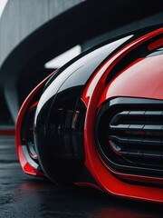 Wall Mural - Red and black futuristic vehicle concept.