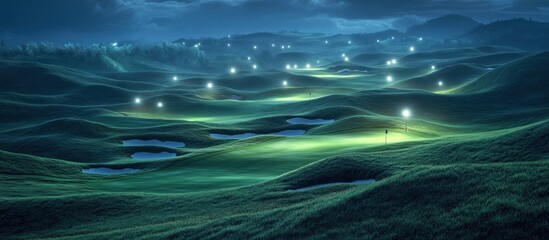 Canvas Print - Nighttime Golf Course Illumination