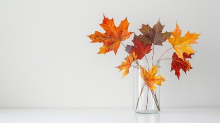 Wall Mural - A vase with twigs and fall leaves