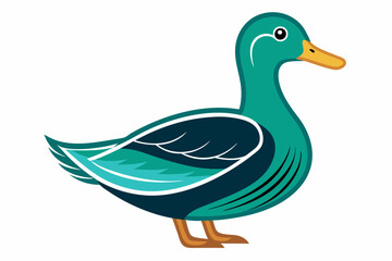 Wall Mural - Beautiful pet bird duck side view vector art illustration